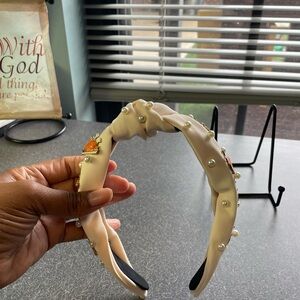 Thanksgiving turkey theme Cream Knotted Hair Accessory with Glossy Finish